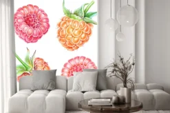 Naklejka: Set of watercolor raspberries on white background