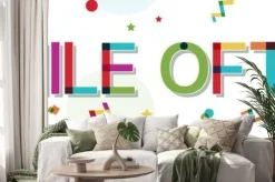 Naklejka: "smile often" text with confetti