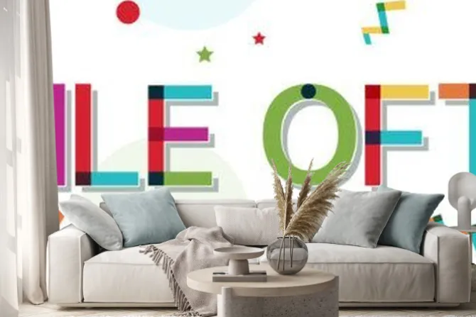 Naklejka: "smile often" text with confetti