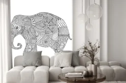 Naklejka: Słoń z kwiatowej dekoracji