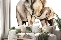 Naklejka: Słonica i mały słonik