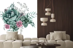 Naklejka: Sukulenty w subtelnej kompozycji na białym tle