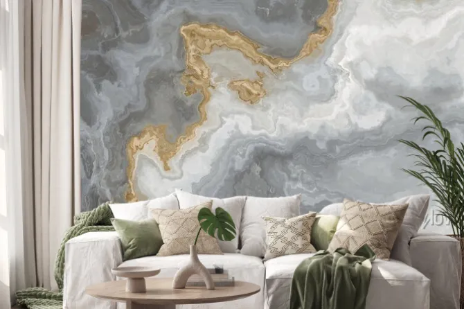 Naklejka: Szaro-biały wzór marmurowy