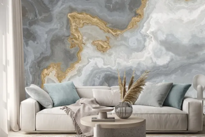 Naklejka: Szaro-biały wzór marmurowy