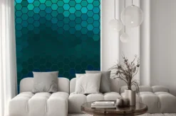 Naklejka: Sześciokąty w odcieniach morskiej zieleni