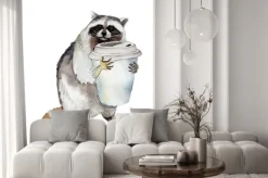 Naklejka: Szop z kawą na wynos