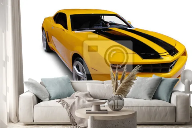Naklejka: Żółte sportowe auto