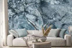 Naklejka: Tekstura niebieskiego marmuru ze złotawymi żyłkami