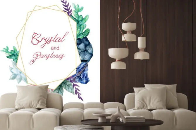 Naklejka: The beautiful crystal and gemstones of flower foliage leaves