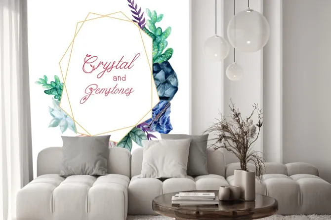 Naklejka: The beautiful crystal and gemstones of flower foliage leaves