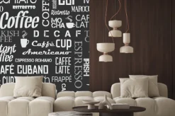 Naklejka: Tło bez szwu dachówka kawy słów i symboli