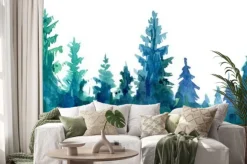 Naklejka: Tło lasu. ilustracja akwarela