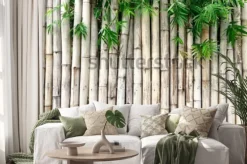 Naklejka: Tło z łodyg i liści bambusa