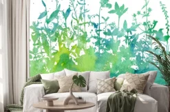 Naklejka: Tło z rysunku ziół i kwiatów