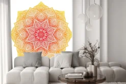 Naklejka: Żółto-czerwony kwiat w stylu mandali