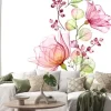 Naklejka: Transparent watercolor rose. seamless vertical border. isolated