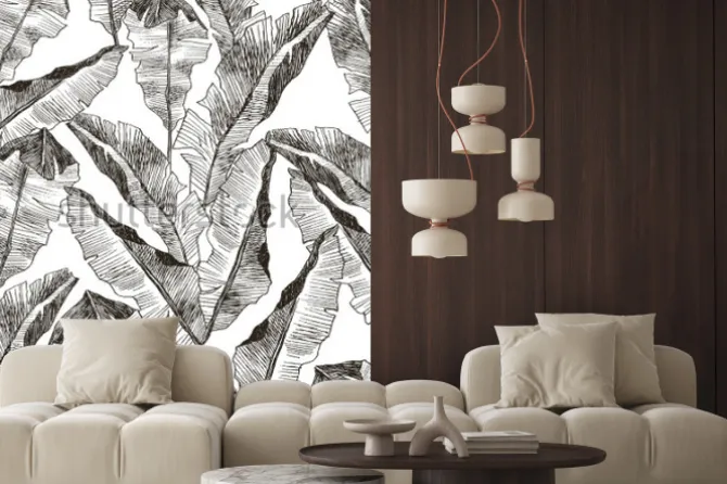 Naklejka: Tropic plants floral seamless jungle pattern. print vector background