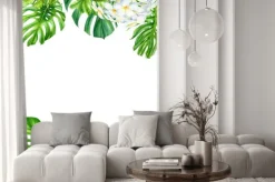 Naklejka: Tropikalne liście i kwiaty