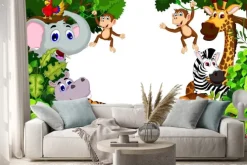 Naklejka: Tropikalne zwierzęta z kreskówki