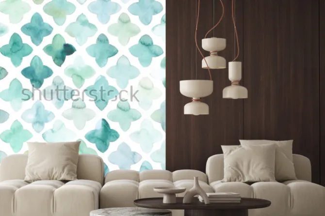 Naklejka: Turkusowy wzór malowany akwarelą