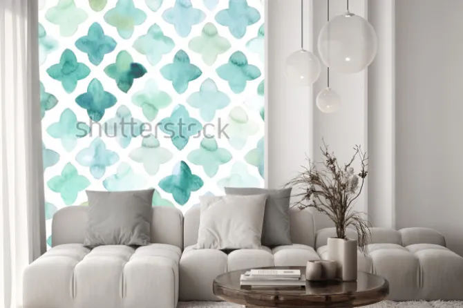 Naklejka: Turkusowy wzór malowany akwarelą