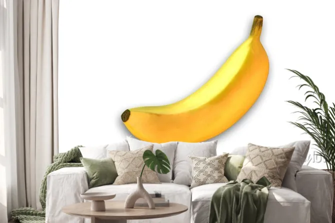 Naklejka: Żółty banan, owoce na białym tle