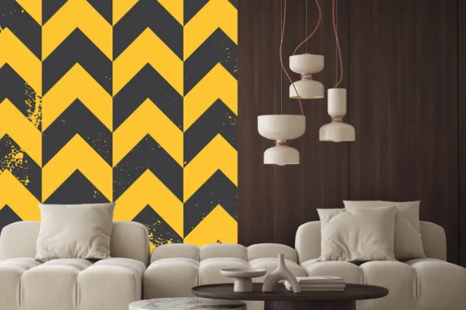 Naklejka: Żółty chevron tekstury wzór o udzielenie