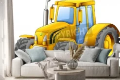 Naklejka: Żółty traktor z kreskówki
