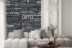 Naklejka: Typograficzne tło z nazwami kaw