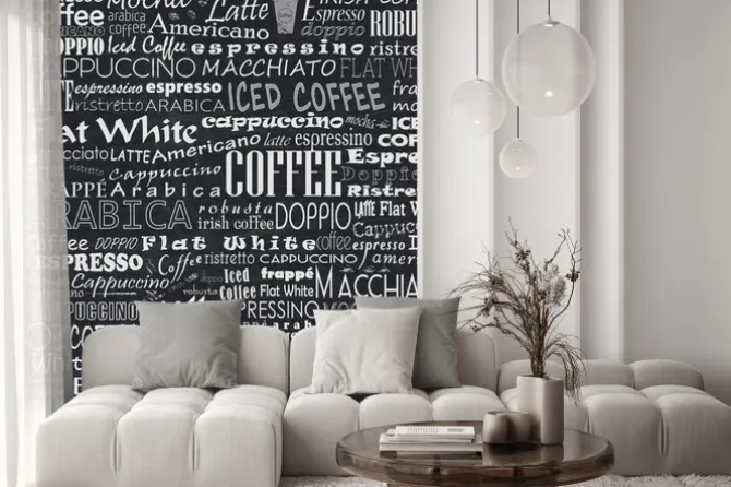 Naklejka: Typograficzne tło z nazwami kaw