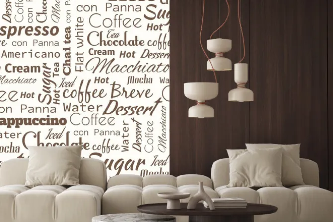 Naklejka: Typograficzny deseń do kawiarni