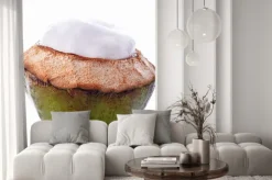 Naklejka: Łupin orzecha kokosowego na białym tle