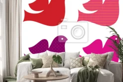 Naklejka: Valentine gołębie kolekcji samodzielnie na białym (różowo-czerwona)