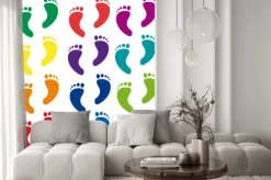 Naklejka: Vector logo stopy, chodzić w tle