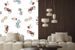 Naklejka: Watercolor baby car pattern