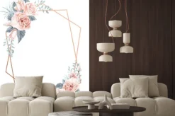 Naklejka: Watercolor floral geometric frame