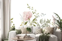 Naklejka: Watercolor floral seamless border. hand painted frame of green