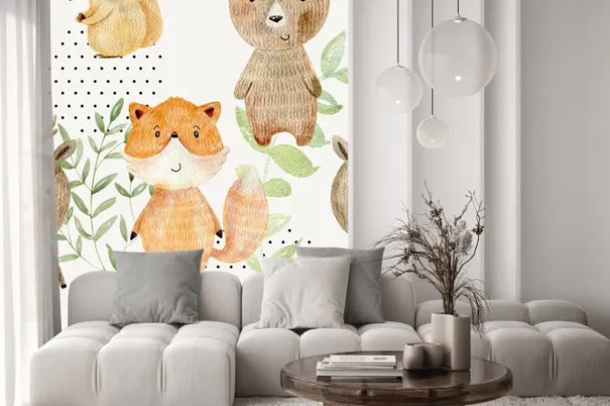 Naklejka: Watercolor forest pattern.