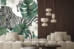 Naklejka: Watercolor painting seamless pattern with tropical deliciosa