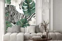 Naklejka: Watercolor painting seamless pattern with tropical deliciosa