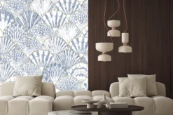 Naklejka: Watercolor sea shell seamless pattern. hand drawn seashells texture