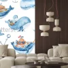 Naklejka: Watercolor seamless pattern with sea life. wallpaper, textile