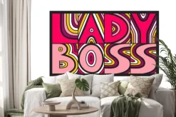 Naklejka: Wektor ręcznie rysowane napis "lady boss". koncepcja plakatów,