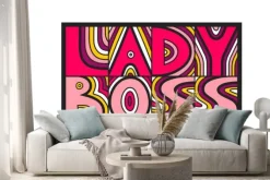 Naklejka: Wektor ręcznie rysowane napis "lady boss". koncepcja plakatów,