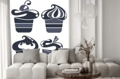 Naklejka: Wektor sylwetki sylwetki zabawna cartoon posypką