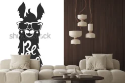 Naklejka: Wektorowa ilustracja z stylowym lamy zwierzęciem w okularach