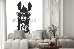 Naklejka: Wektorowa ilustracja z stylowym lamy zwierzęciem w okularach