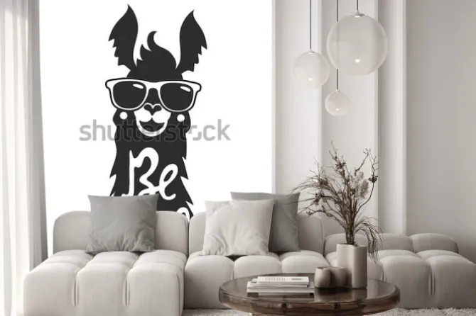 Naklejka: Wektorowa ilustracja z stylowym lamy zwierzęciem w okularach