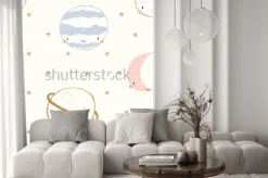 Naklejka: Wesołe rysunkowe planety i gwiazdki dla dzieci