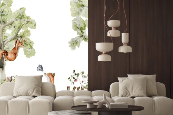 Naklejka: Wiewiórka i lis akwarelowy wzór dla dzieci